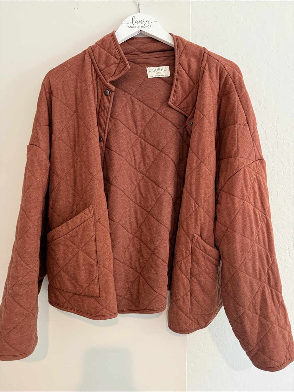 Z Supply Quilted Puffer Jacket in Rust Brown